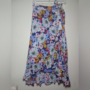 Anthropologie Asymmetrical Red and Yellow Pencil Skirt Resort Wear